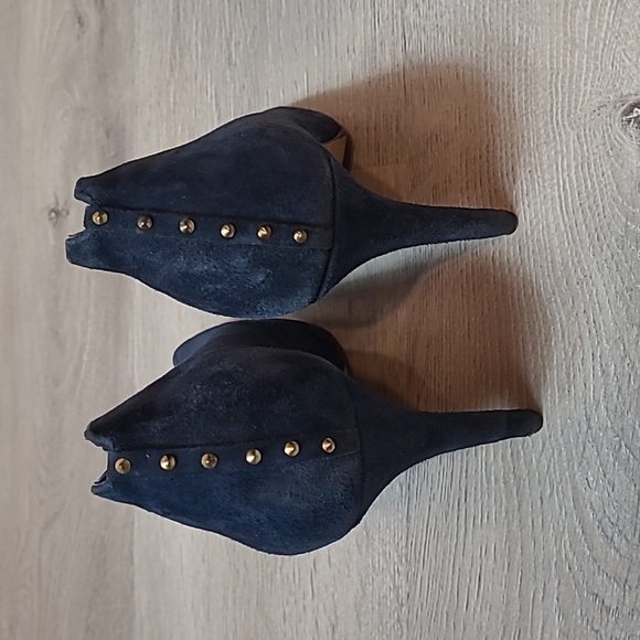 HALOGEN NAVY BLUE SUEDE KATRINA PEEP TOE BOOTIES size 8.5 - Picture 4 of 10